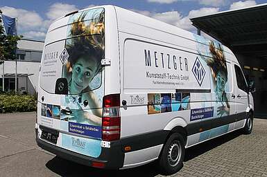 Autowerbung Metzger Kunststofftechnik, Schwimmbadtechnik, Kernen bei Stuttgart, MB Sprinter Kastenwagen