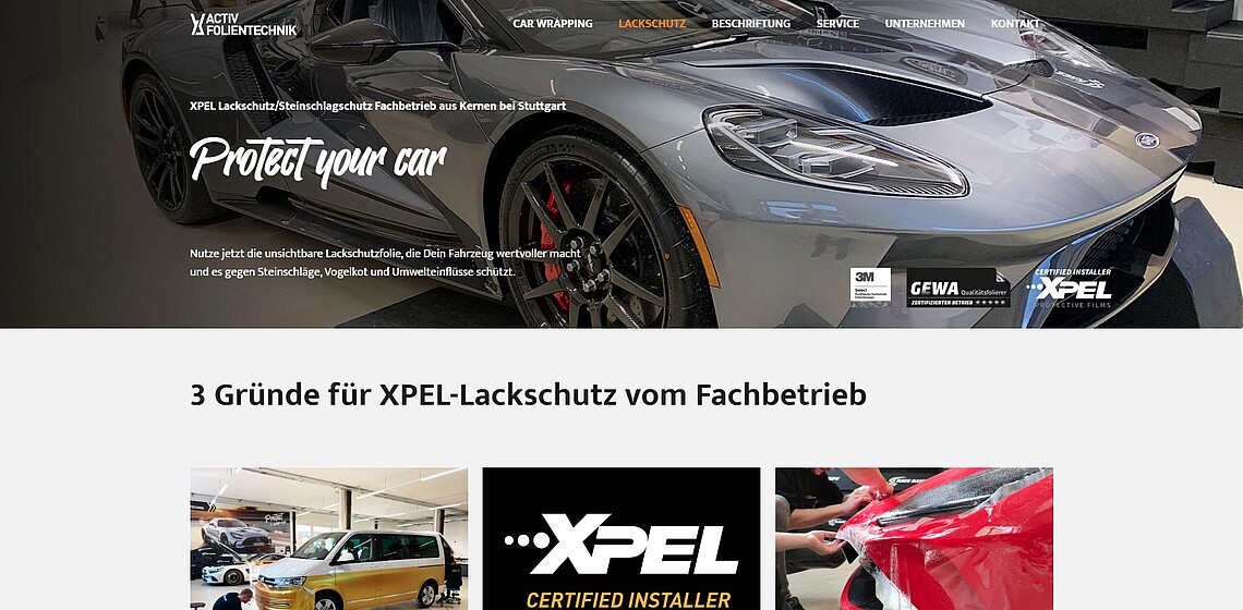 XPEL Lackschutz-Folierung für exklusive Fahrzeuge, ACTIV Werbetechnik