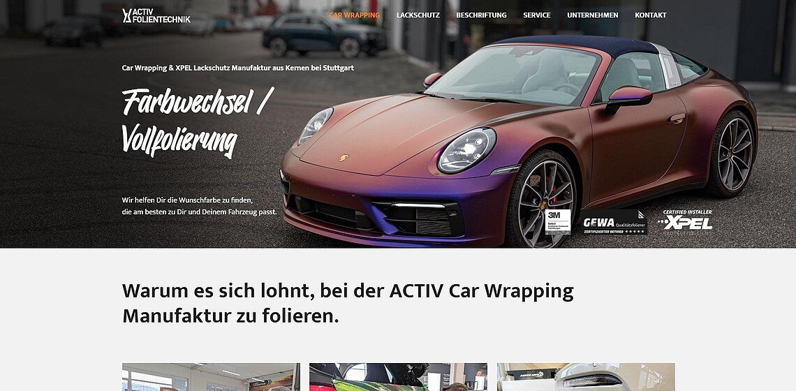 Car-Wrapping von Experten, ACTIV Werbetechnik GmbH, Stuttgart.