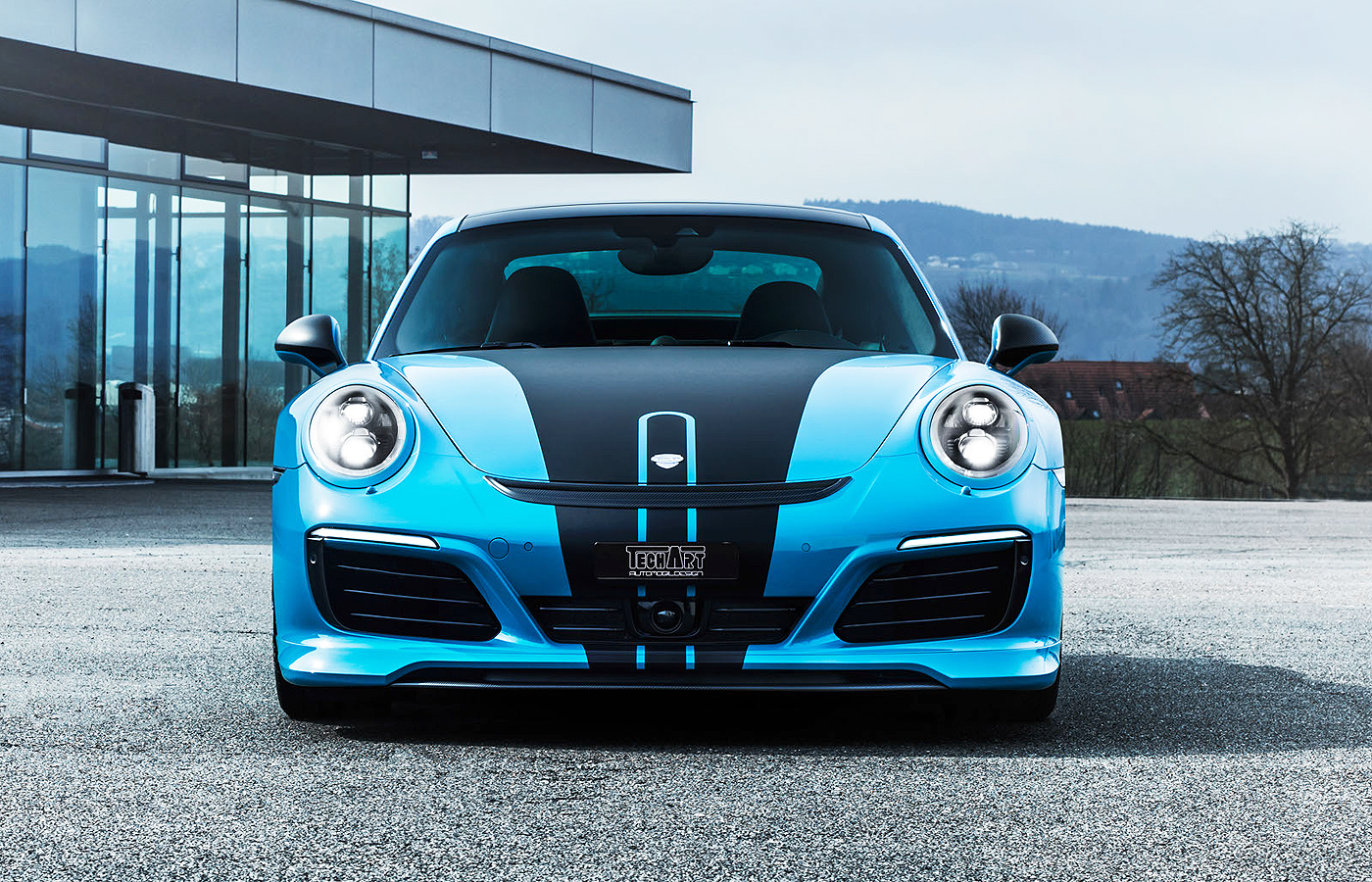 Design Auto folieren Porsche blau aus Kernen bei Stuttgart